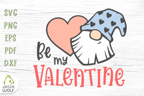 Valentine Gnome Face and Heart SVG